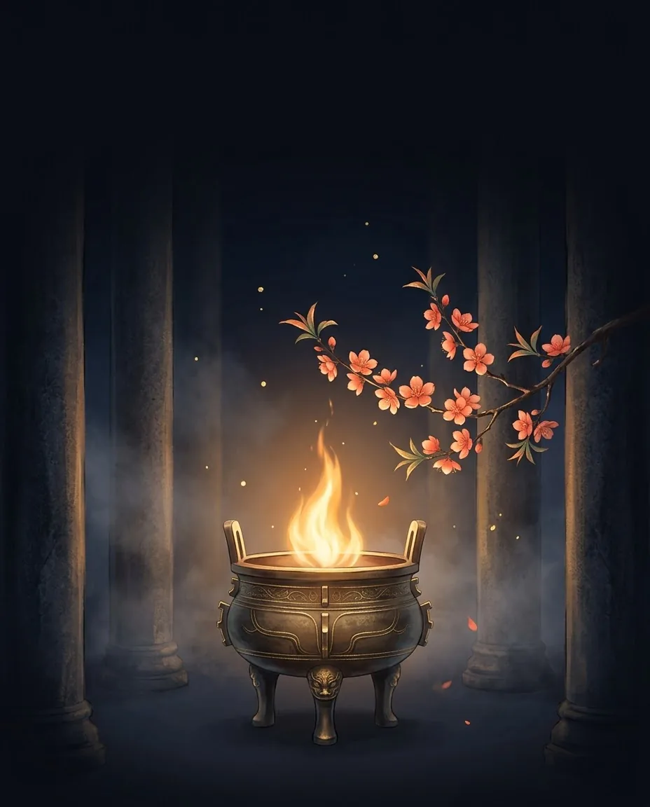廉贞 Disciplinarian: a brazier between stone pillars