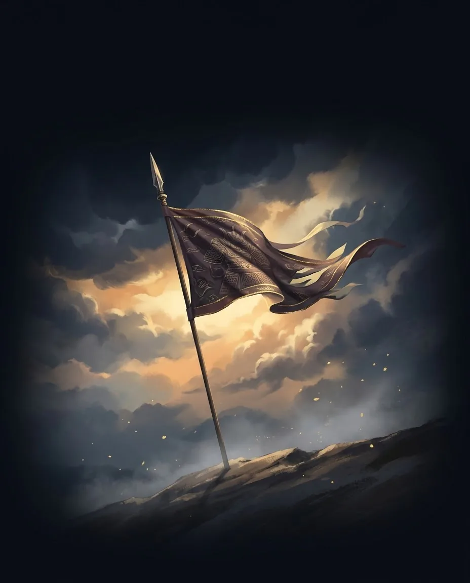 七杀 Seven Killings: a war banner on a windswept ridge