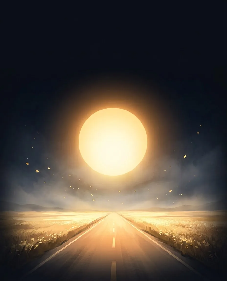 太阳 Sun: a radiant sun over an open plain