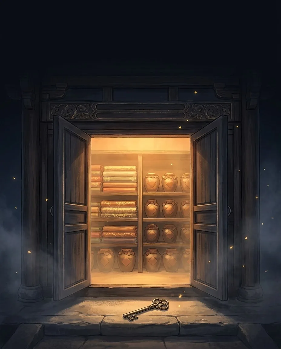 天府 Treasury: the open doors of a storehouse