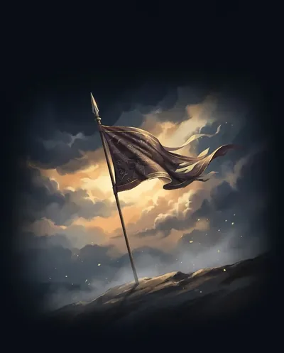 七杀 Seven Killings: a war banner on a windswept ridge