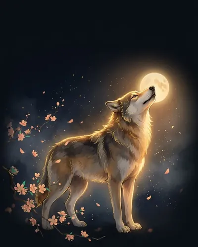 贪狼 Wolf of Desire: a wolf among falling peach blossoms