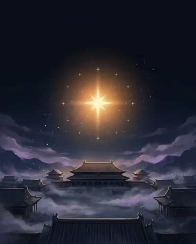 紫微 Emperor: the North Star above an imperial palace